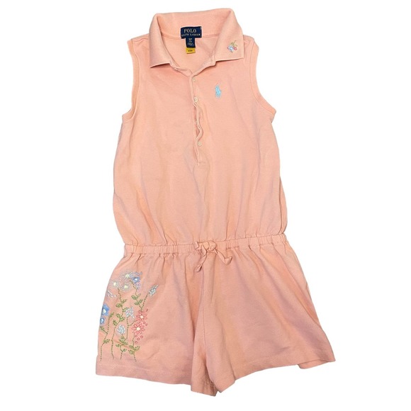 Ralph Lauren Other - Ralph Lauren Embroidered Pink Romper Size 7 Sleeveless Floral Summer Spring